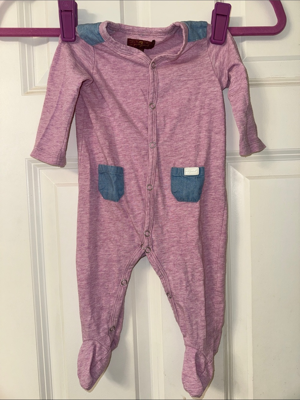 7 For All Mankind Footed Onesie with Blue Pocket Details hardly worn-like new!